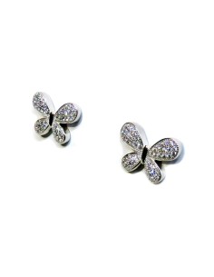 925 Sterling Silver Butterfly Earrings with White Zircons... 2