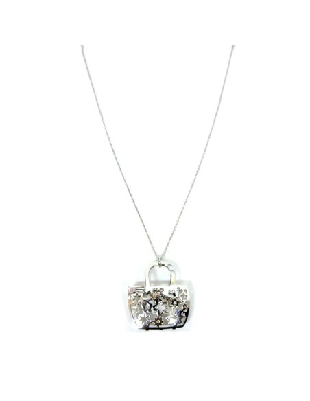 Collana 60 cm Con Ciondolo Borsetta in Argento 925 Rodiato