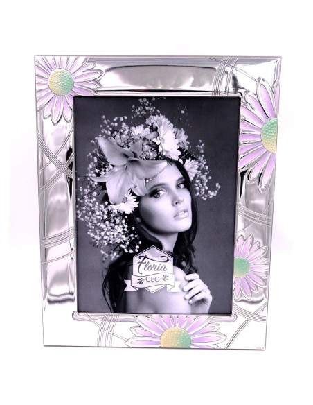 Silver Photo Frame 7 x 9 Daisies Decor 
