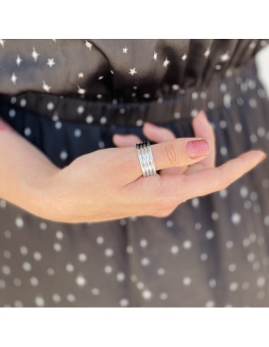 925 Sterling Silver 4 Lines Ring 