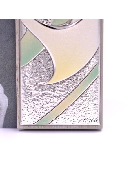 Offener Silberner Bilderrahmen, 12,5x20 cm Verziert mit Farbigen Calla-Lilien.