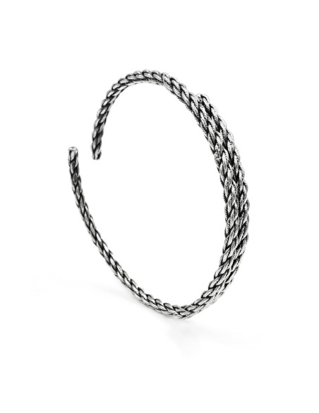Burnished Sterling Silver Rope Bracelet 