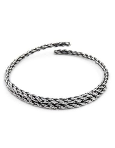 Burnished Sterling Silver Rope Bracelet 