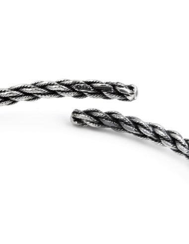 Burnished Sterling Silver Rope Bracelet 
