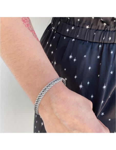 Burnished Sterling Silver Rope Bracelet 