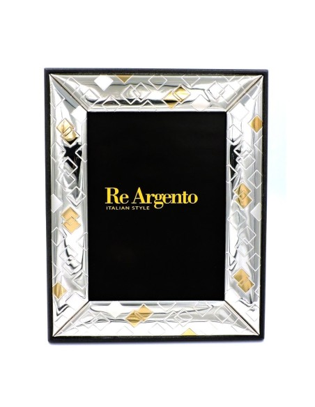 Cornice Portafoto Lucida Rombi Argento e Oro cm 13x18 in Argento 