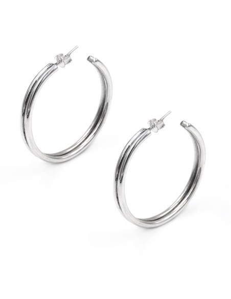 Orecchini Cerchi Due Linee in Argento 925 