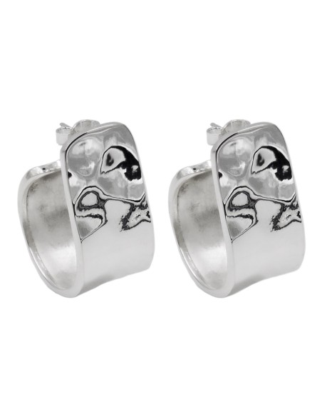 Hammered 925 Sterling Silver Curved Band Earrings 