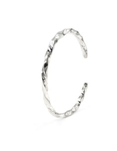 Hammered 925 Sterling Silver Oval Torchon Bangle Bracelet 