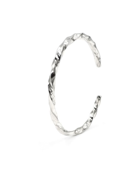 Bracciale Ovale Torchon in Argento 925 Martellato