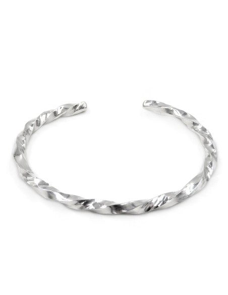 Gehämmerter Ovaler Torchon-Armreif aus 925er Sterlingsilber
