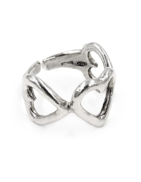 Anello 3 Cuori in Argento 925 