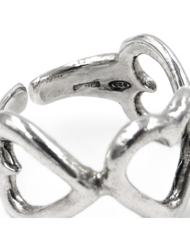 925 Sterling Silver 3 Hearts Ring 