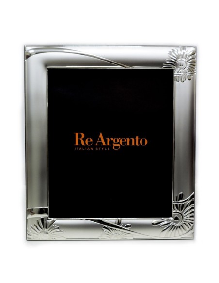 Satin Silver Picture Frame Flowers cm 20x25