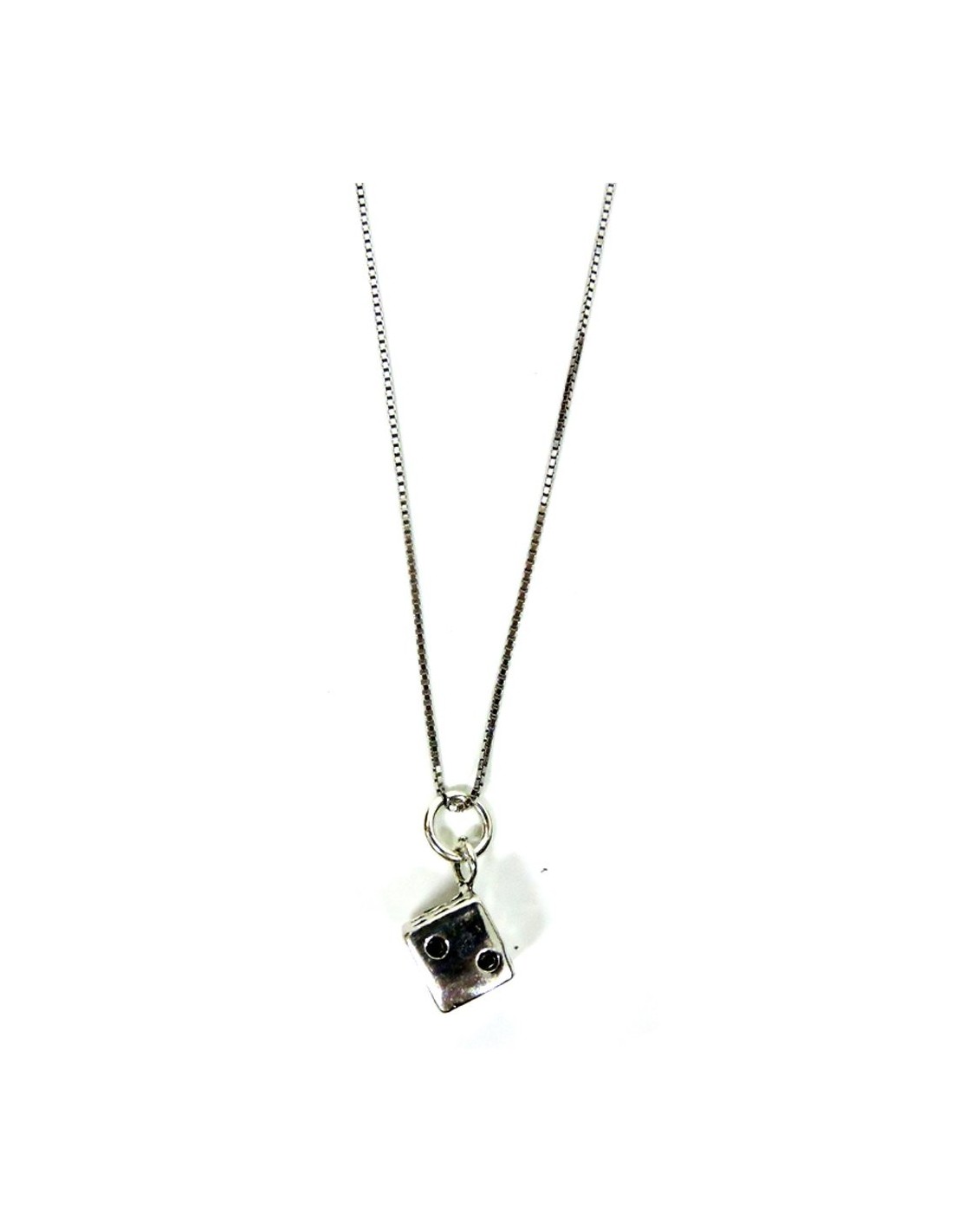 Silver Necklace Dice Pendant