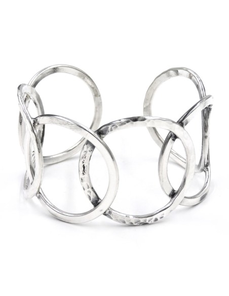 925 Sterling Silver Circles Bangle Bracelet 