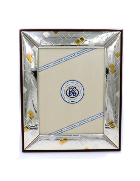 Cornice Portafoto Lucida Rombi Oro cm 18 x 24 in Argento 