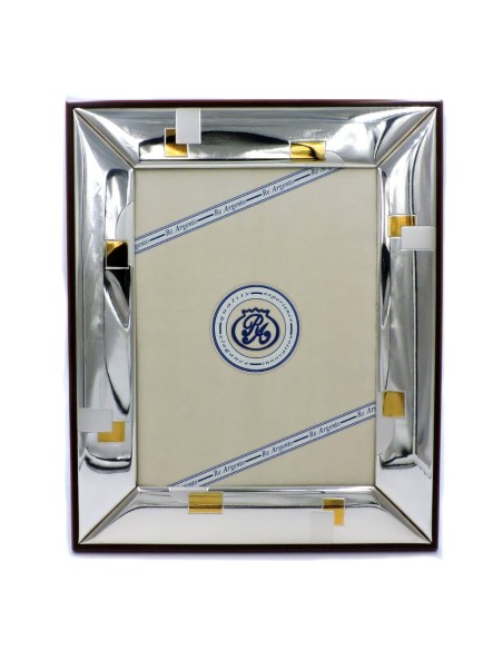 Silver Picture Frame Glossy Gold Squares cm 18 x 24