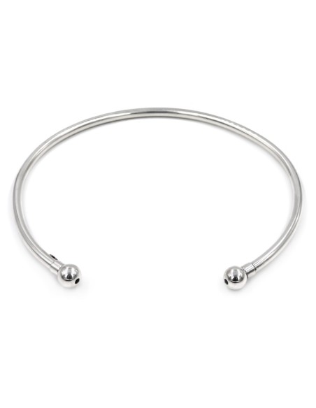 925 Sterling Silver Round Rigid Necklace with Spheres