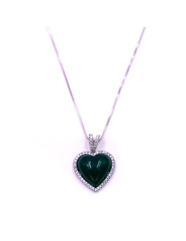 925 Sterling Silver Necklace with Green Heart Pendant 