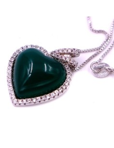 Collana in Argento 925 con Ciondolo Cuore Verde con Zirconi 2