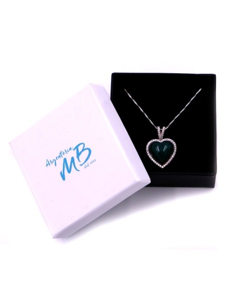 925 Sterling Silver Necklace with Green Heart Pendant 