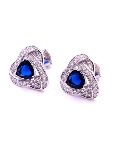 Orecchini Intreccio in Argento 925 con Pietra Blu