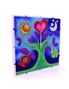 Orologio da parete in legno dipinto a mano Albero della Vita 2