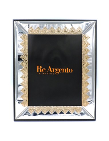 Silver Picture Frame Glossy with Golden Crowns cm 18 x 24