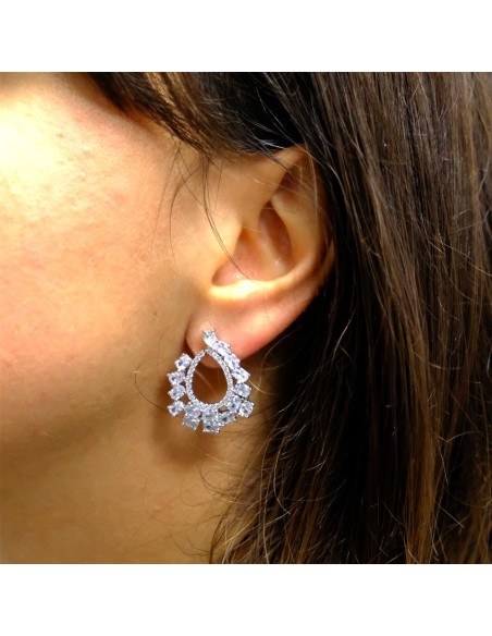 Orecchini Fiore in Argento 925 Con Zirconi Bianchi By Taitù