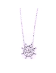 Collana con Ciondolo Timone in Argento 925 e Zirconi Bianchi