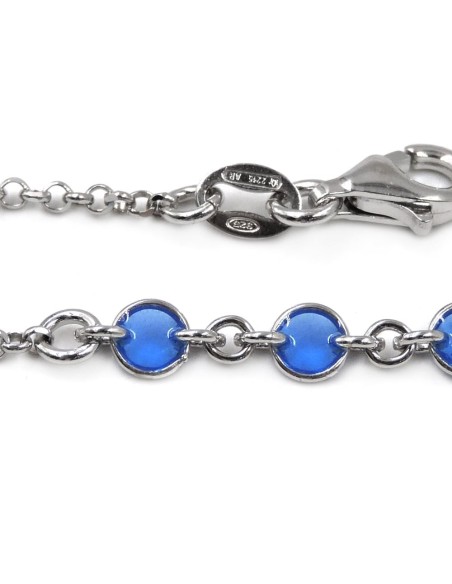 Cavigliera in Argento 925 con Zirconi Tondi Azzurri 