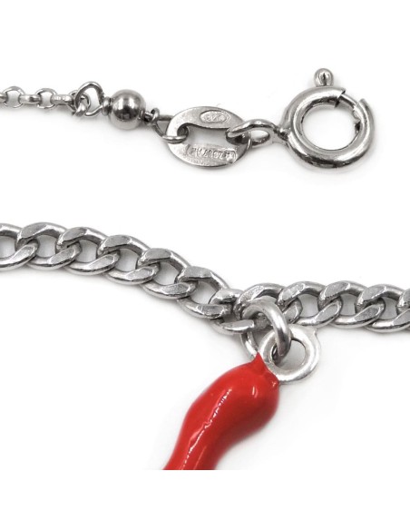 Fußkettchen aus 925er Sterlingsilber mit Rotem Horn