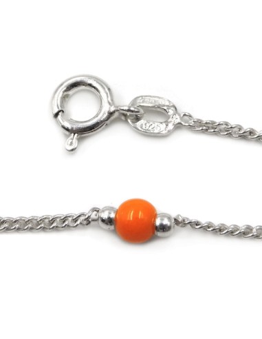 Cavigliera in Argento 925 con Sfera Arancione