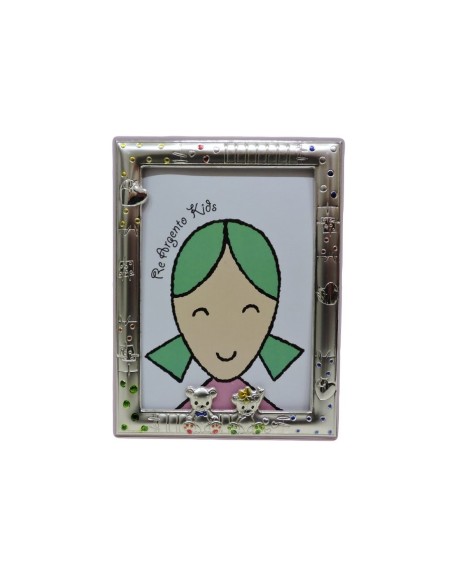 Cornice Portafoto Bimbi Rosa Orsetti Mini cm 13x18 in Argento 