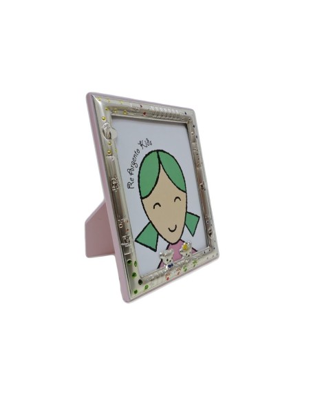 Cornice Portafoto Bimbi Rosa Orsetti Mini cm 13x18 in Argento 