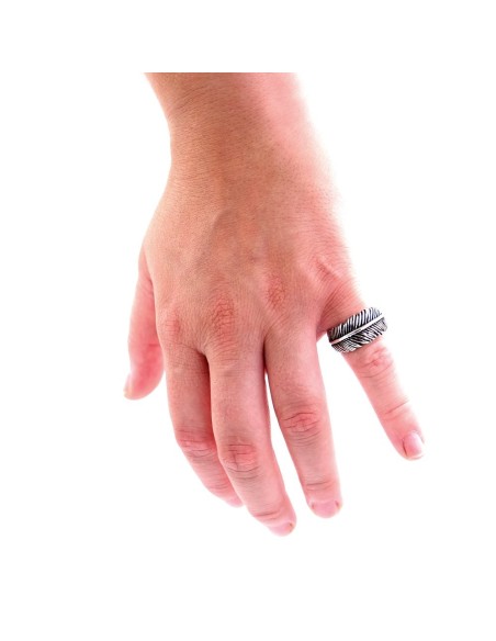 Anello Piuma in Argento Sterling 800 Brunito