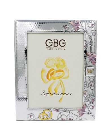 50th Anniversary Enamelled Silver Photo Frame 7x9 