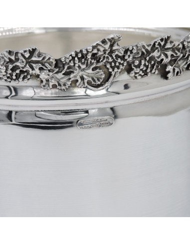 Solid Silver Ice Bucket Grape Edge