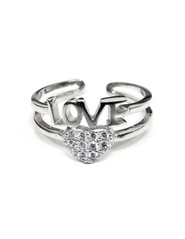 925 Sterling Silver Love Ring with White Zircons Heart 