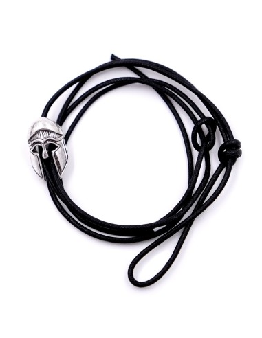 Sterling Silver Spartan Helmet Black Cord...