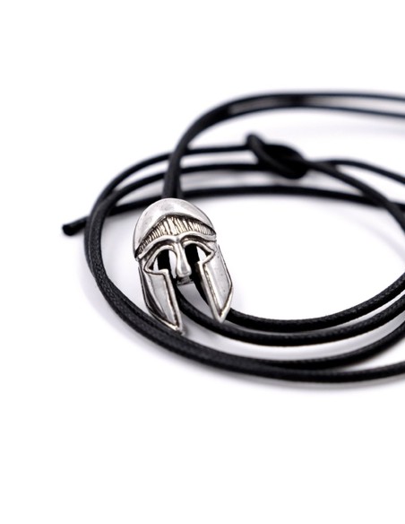 Bracciale Elmo Spartano in Argento con Laccio Cerato