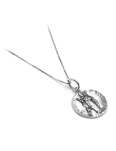 Halskette mit Silbermedaille des Heiligen...