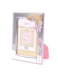 Cornice in Argento Battesimo Bimba cm 9x13 Orsetto