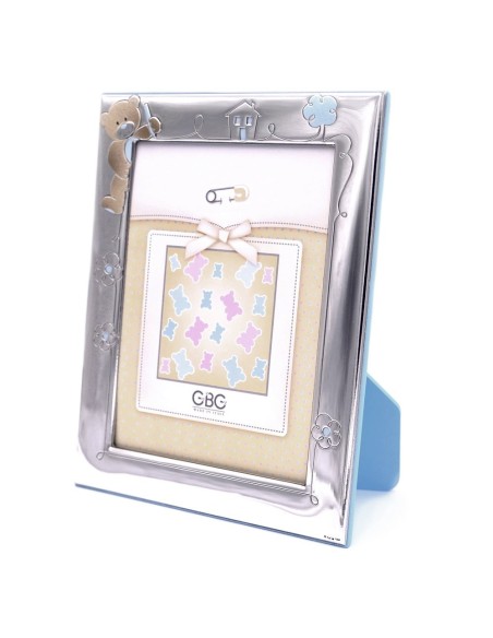 Cornice in Argento Battesimo cm 13x18 Decoro Orsetto