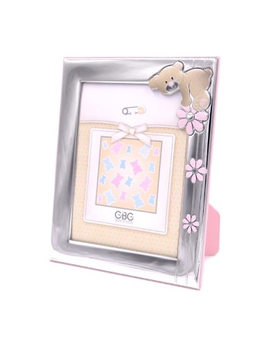 Silver Picture Frame 5 x 7 Baby Bear with Flowers