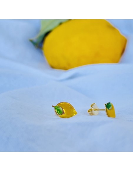 Orecchini Limoni in Argento 925 Placcato Oro Smaltato