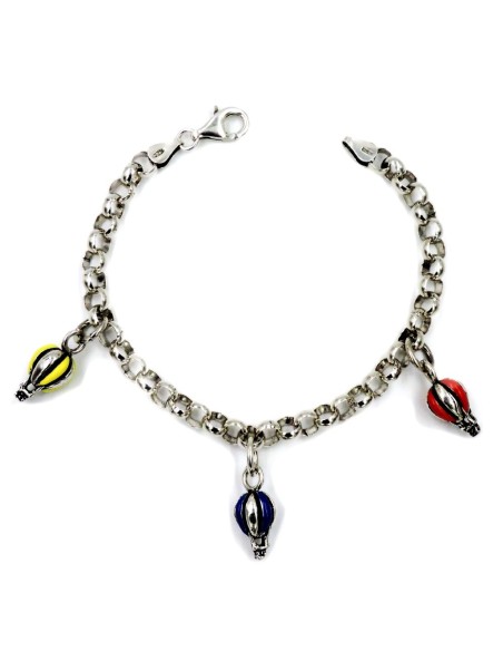 Bracciale in Argento 925 con Mongolfiere Smaltate