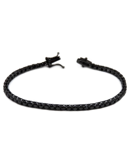Tennis Bracelet 925 Sterling Silver Ruthenium Finish with Black Zircons