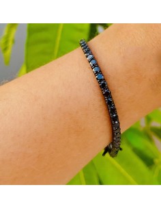 Tennis Bracelet 925 Sterling Silver Ruthenium Finish with... 2